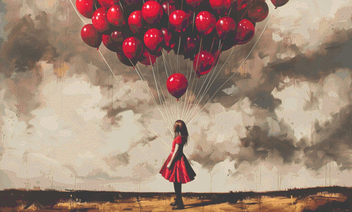 99 Red Ballooons (Max Size) cross stitch pattern by The Art Revivalist