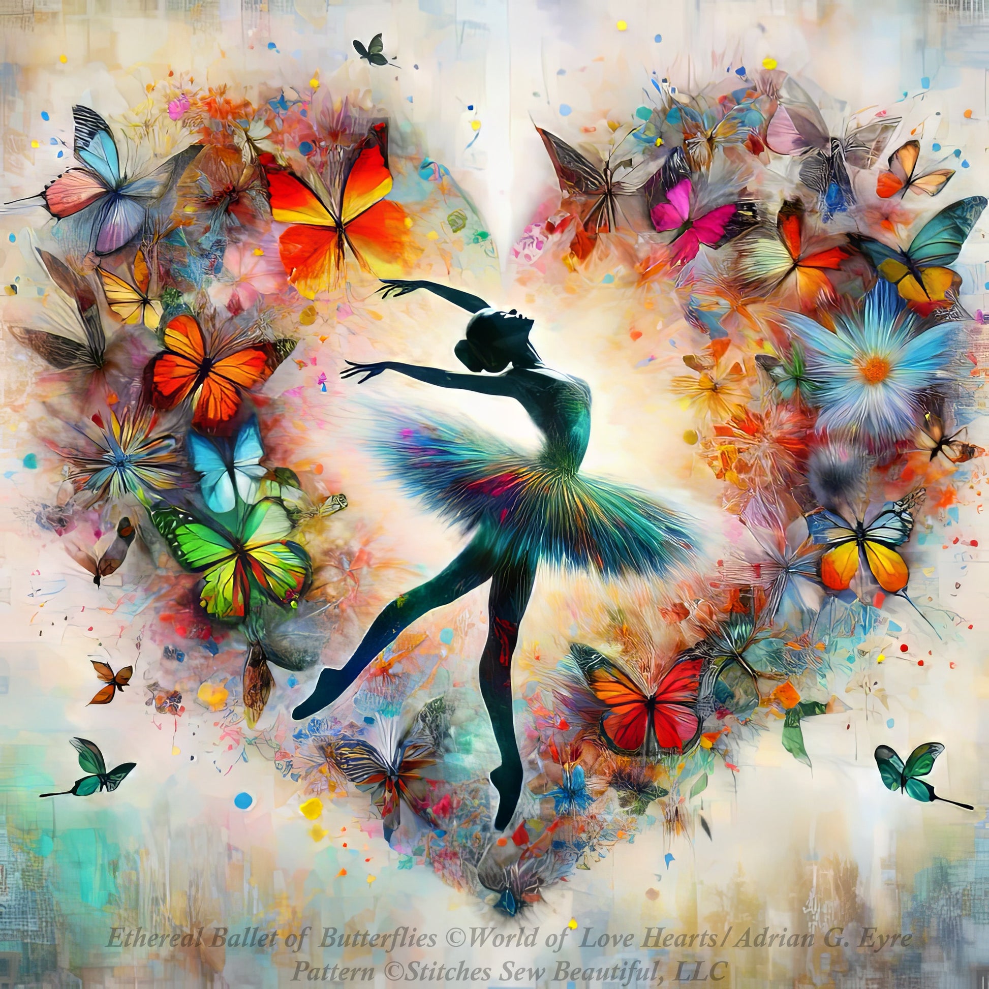 Ethereal Ballet of Butterflies cross stitch pattern by World of Love Hearts/Adrian G. Eyre