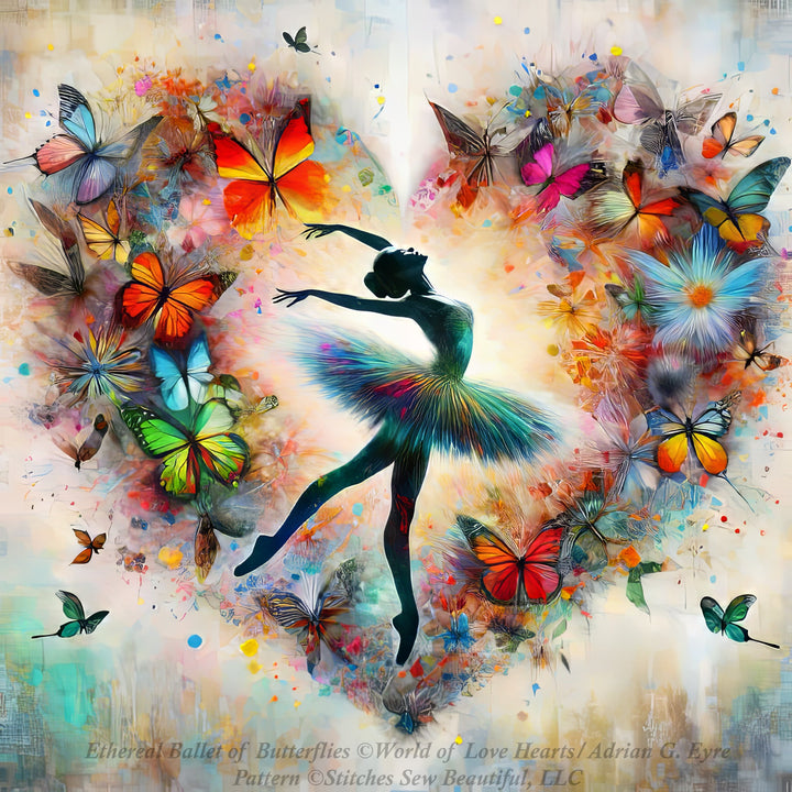 Ethereal Ballet of Butterflies cross stitch pattern by World of Love Hearts/Adrian G. Eyre
