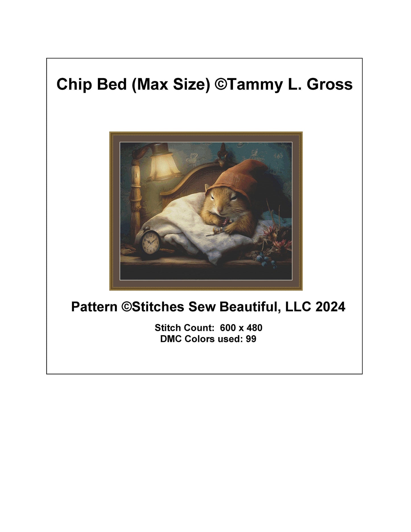 Chip Bed (Max Size) cross stitch pattern by Tammy L. Gross