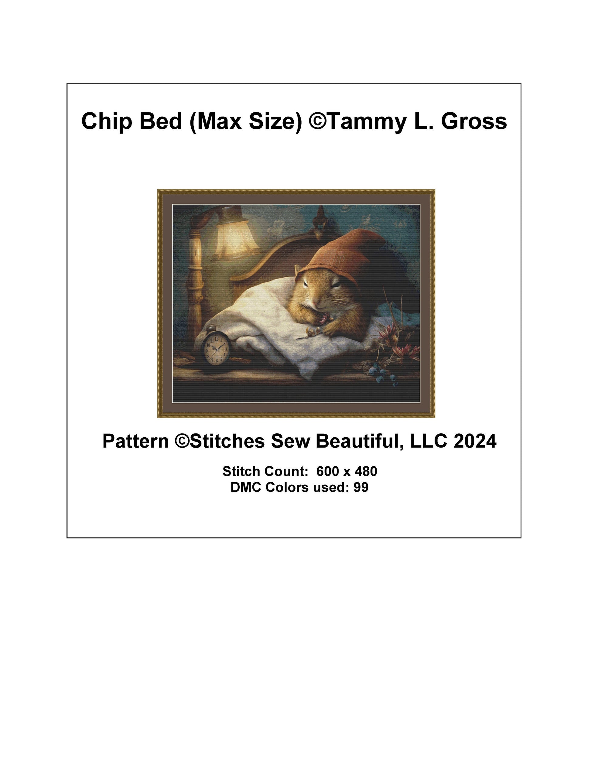 Chip Bed (Max Size) cross stitch pattern by Tammy L. Gross