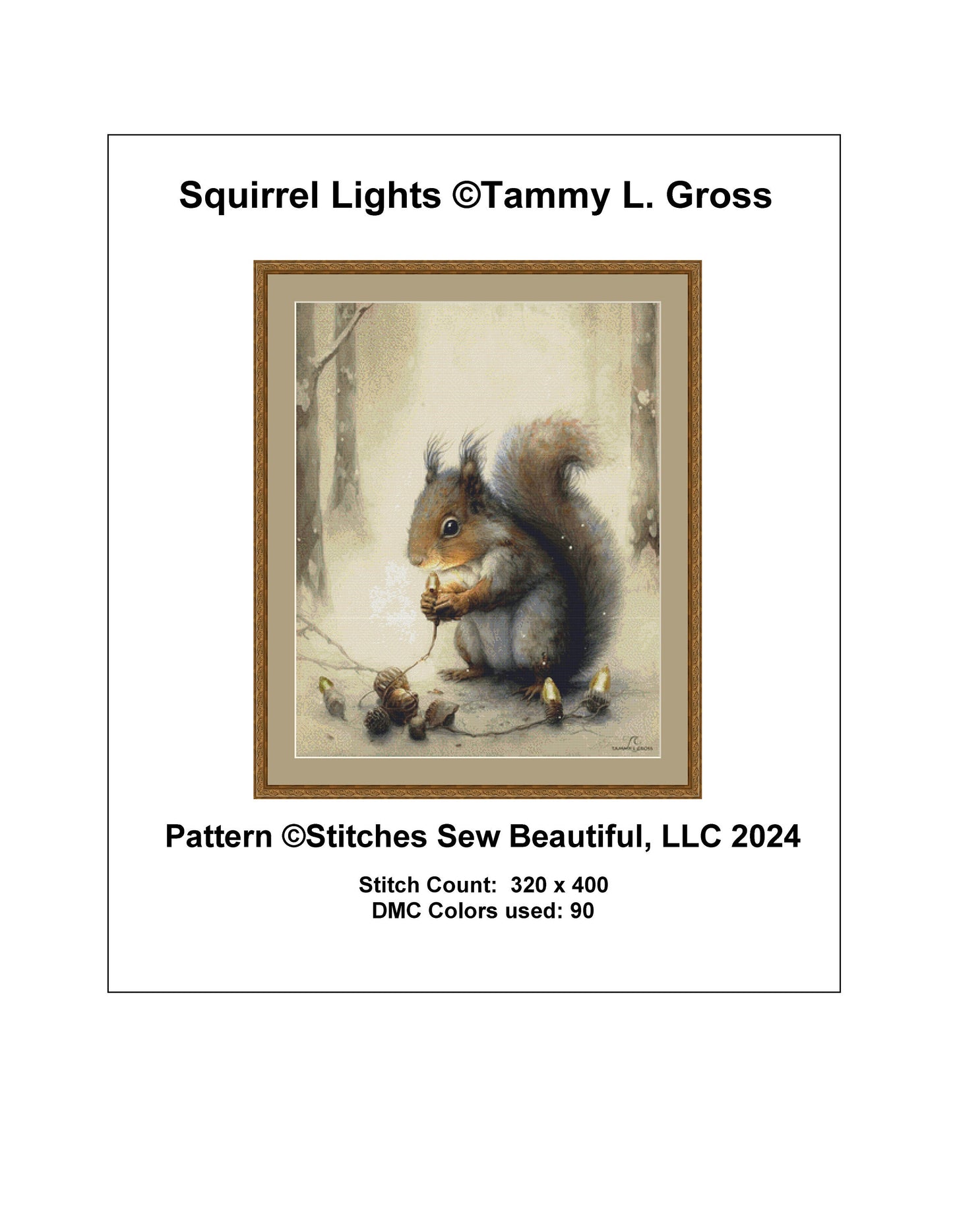 Squirrel Lights cross stitch pattern by Tammy L. Gross
