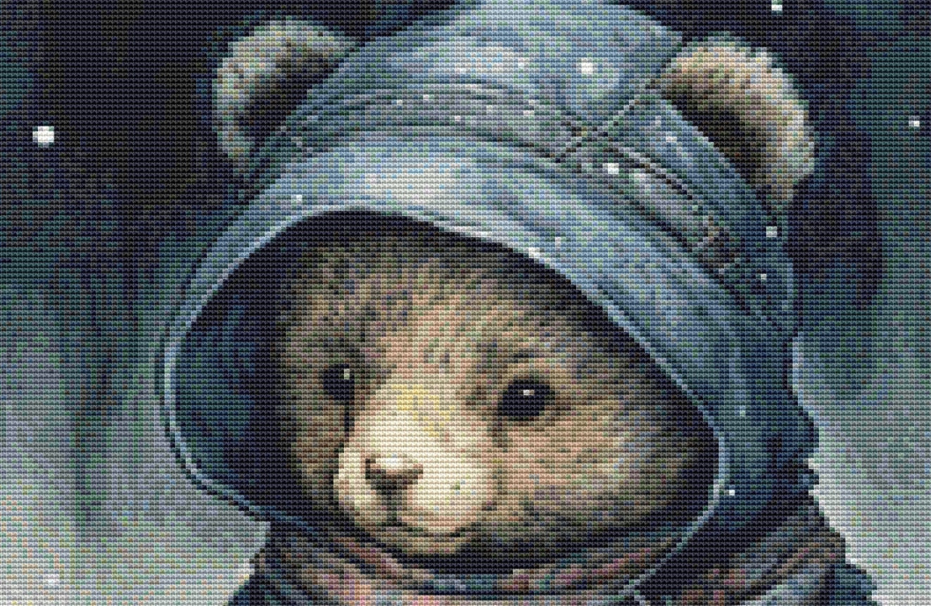 Winter Walk with Bear cross stitch pattern by UniquelyMadeWallArt