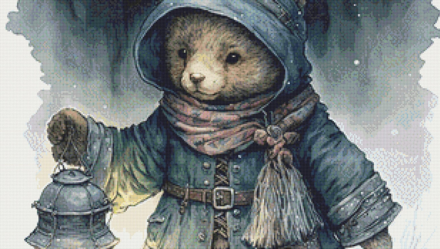 Winter Walk with Bear cross stitch pattern by UniquelyMadeWallArt