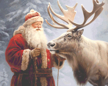 Santa and His Reindeer cross stitch pattern by IvyCottageHome