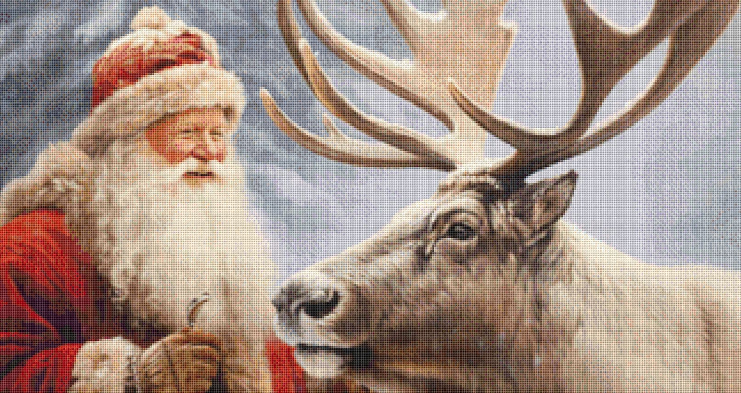 Santa and His Reindeer cross stitch pattern by IvyCottageHome