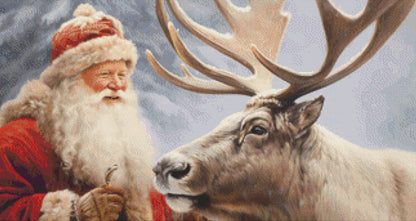 Santa and His Reindeer cross stitch pattern by IvyCottageHome