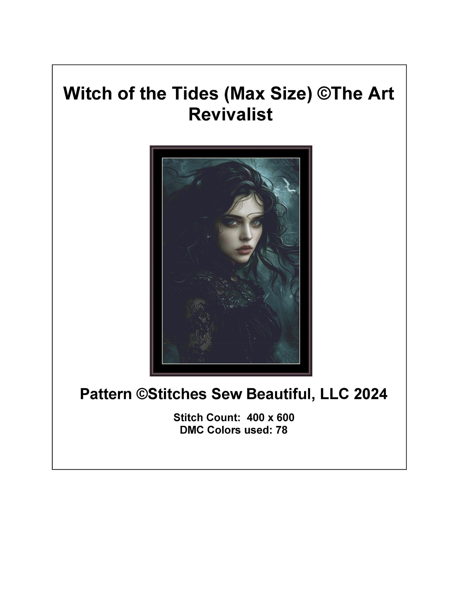 Witch of the Tides (Max Size) counted cross stitch pattern by The Art Revivalist
