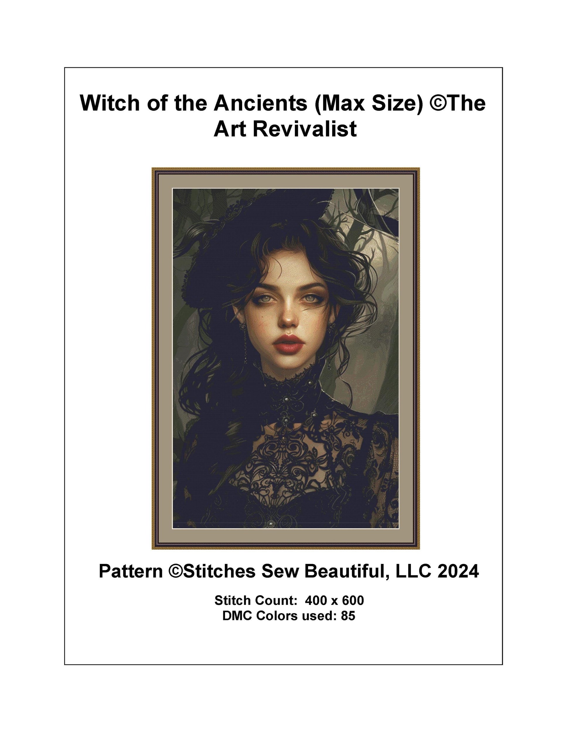 Witch of the Ancients (Max Size) counted cross stitch pattern by The Art Revivalist