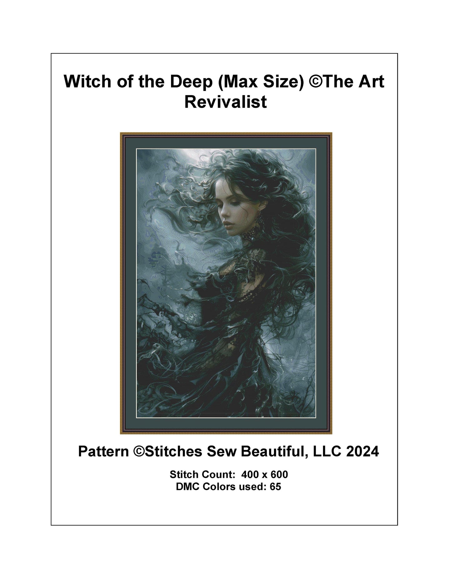 Witch of the Deep (Max Size) counted cross stitch pattern by The Art Revivalist