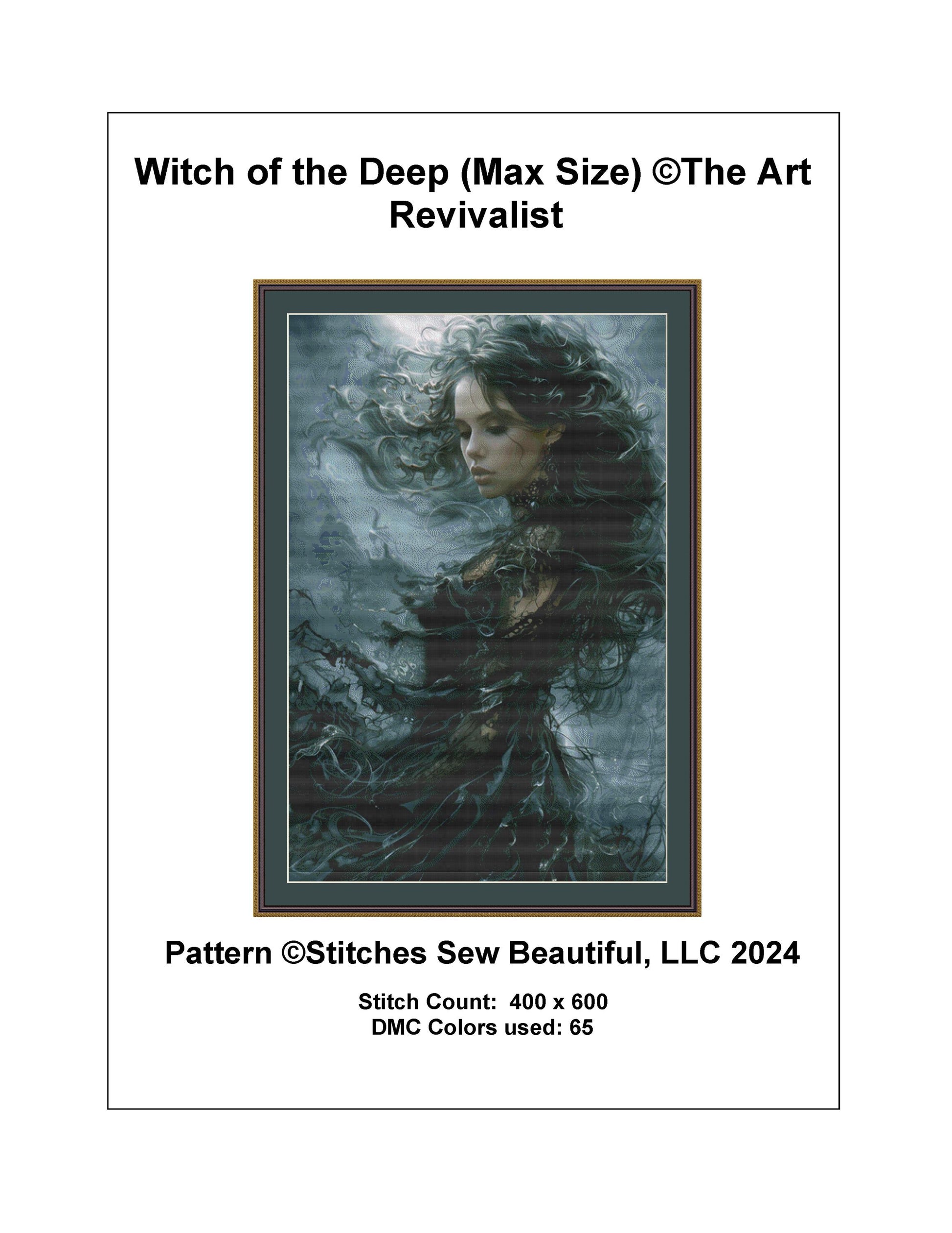 Witch of the Deep (Max Size) counted cross stitch pattern by The Art Revivalist