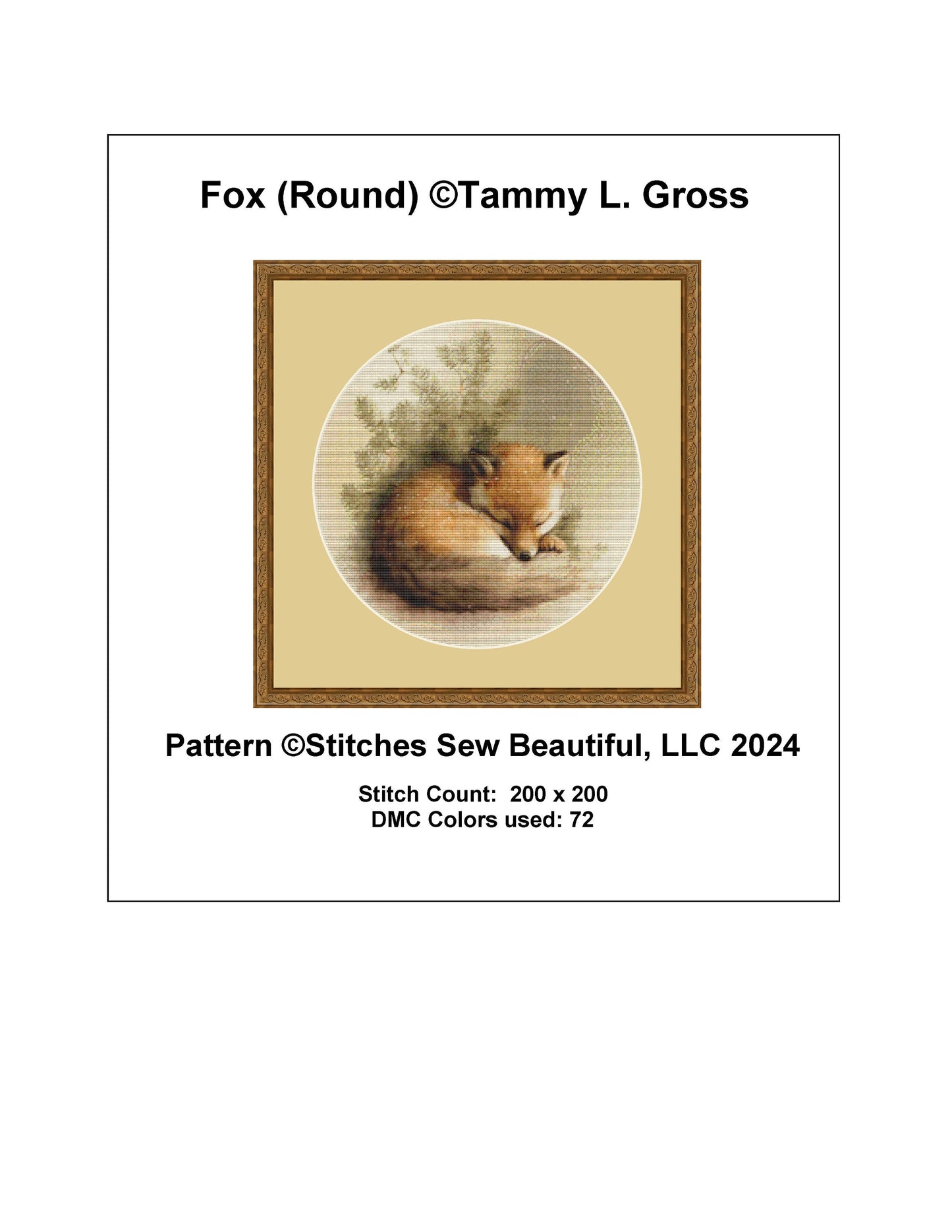 Fox (Round) cross stitch pattern by Tammy L. Gross