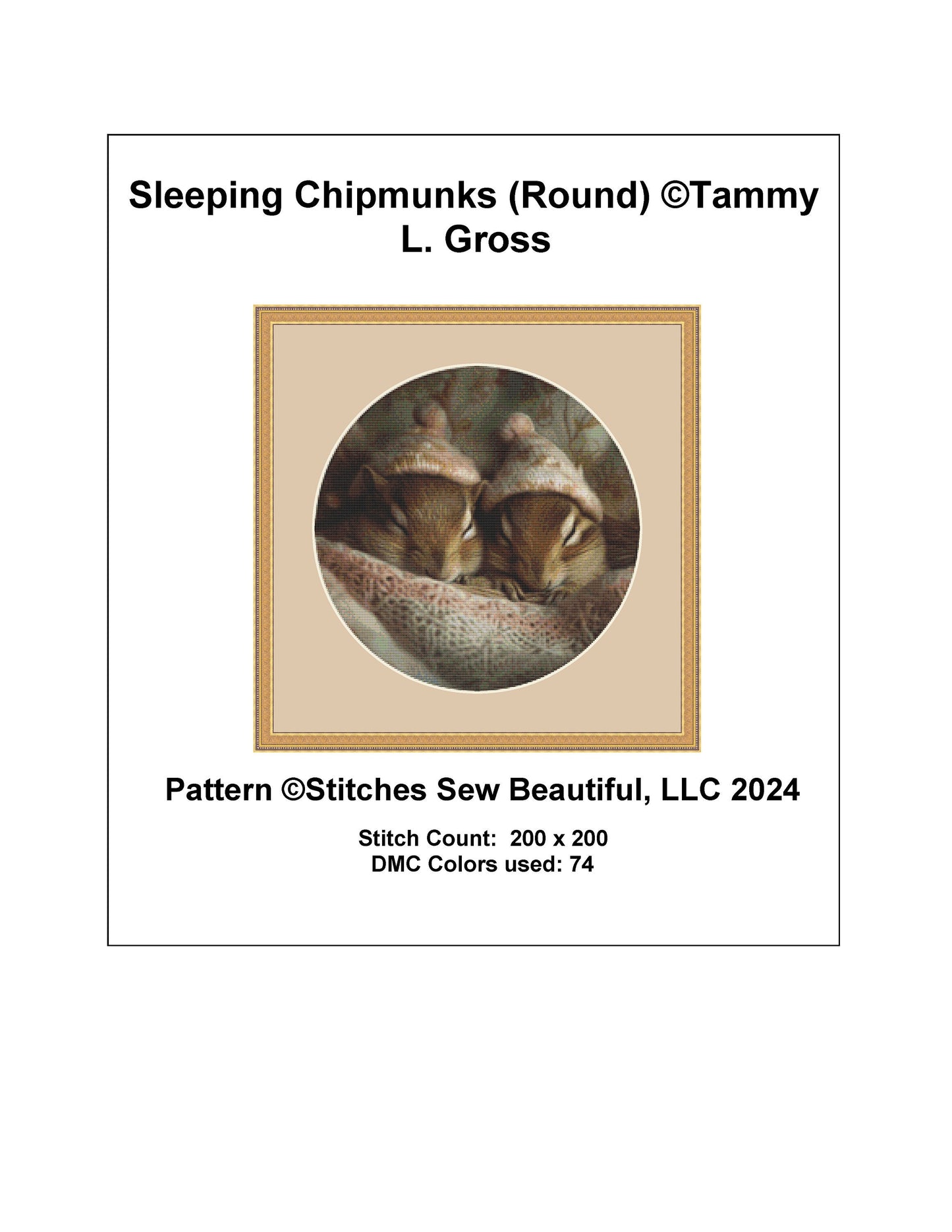 Sleeping Chipmunks (Round) cross stitch pattern by Tammy L. Gross