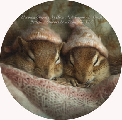 Sleeping Chipmunks (Round) cross stitch pattern by Tammy L. Gross
