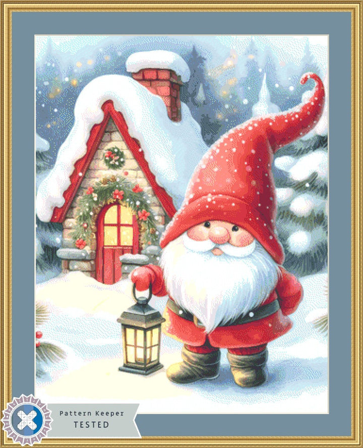 Snowy Christmas Gnome cross stitch pattern by EscapeJournals