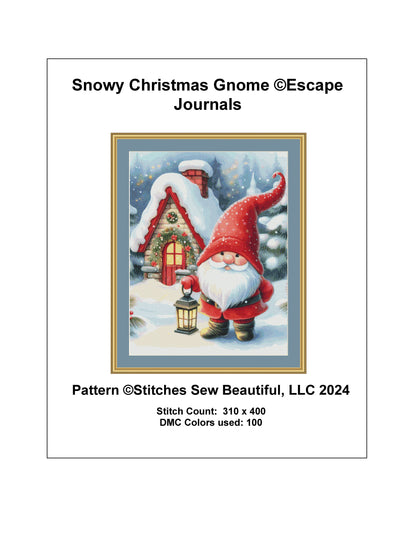 Snowy Christmas Gnome cross stitch pattern by EscapeJournals