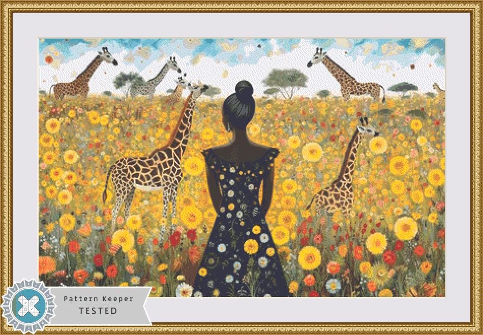 Woman in a Field of Flowers 14 cross stitch pattern by Eder Jose Rosa