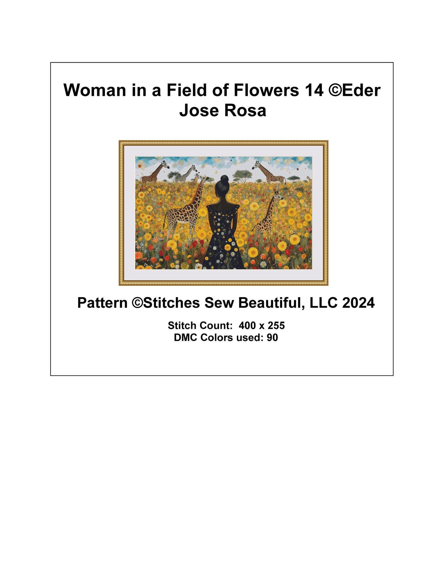 Woman in a Field of Flowers 14 cross stitch pattern by Eder Jose Rosa