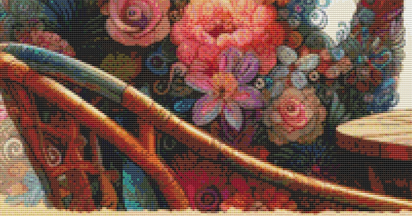 Botanical Reverie Surreal Portrait Tea Ceremony cross stitch pattern by World of Love Hearts/Adrian G. Eyre
