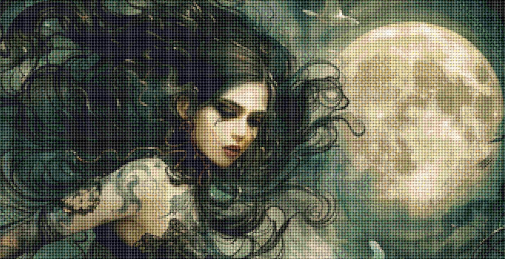 Witch of Night (Max Size) cross stitch pattern by The Art Revivalist