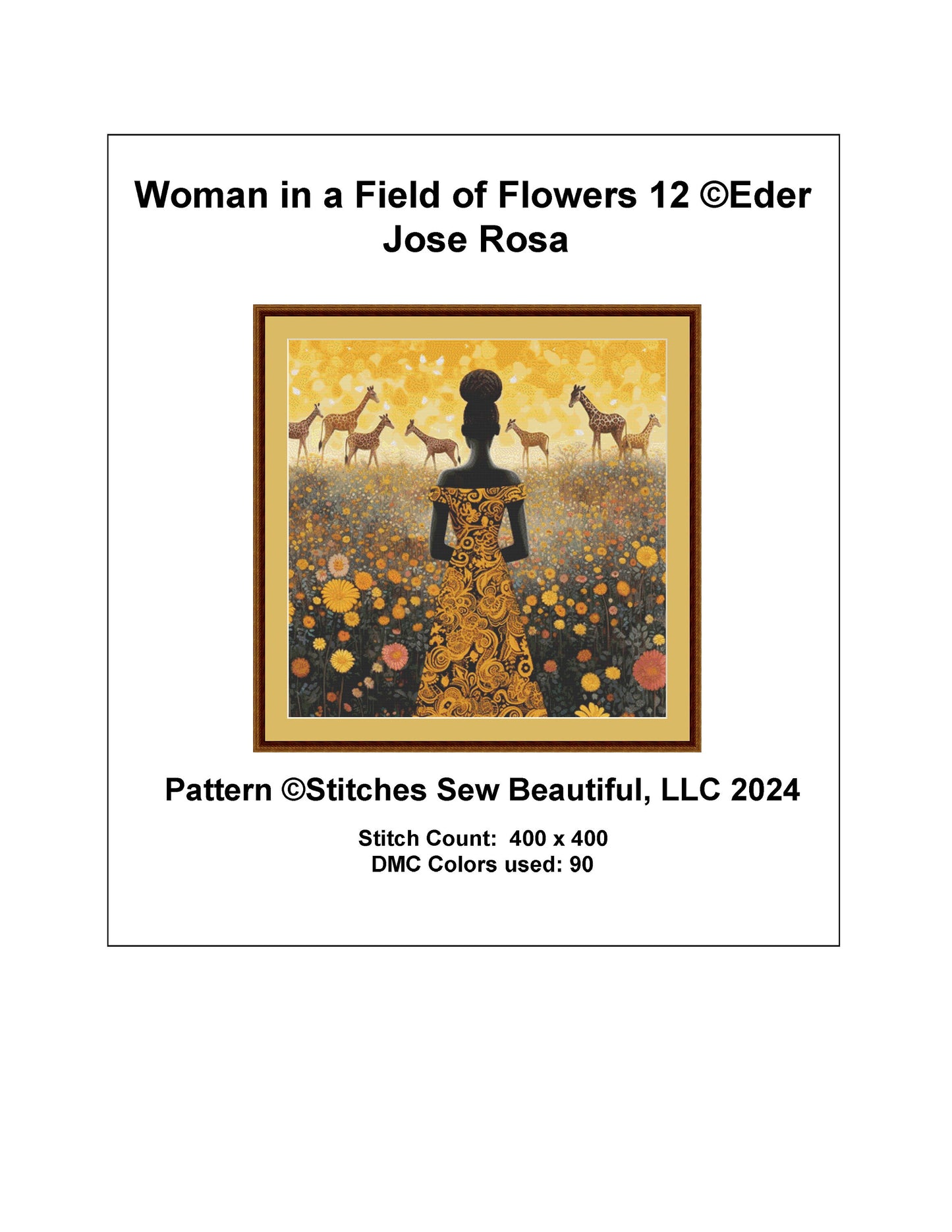 Woman in a Field of Flowers 12 cross stitch pattern by Eder Jose Rosa