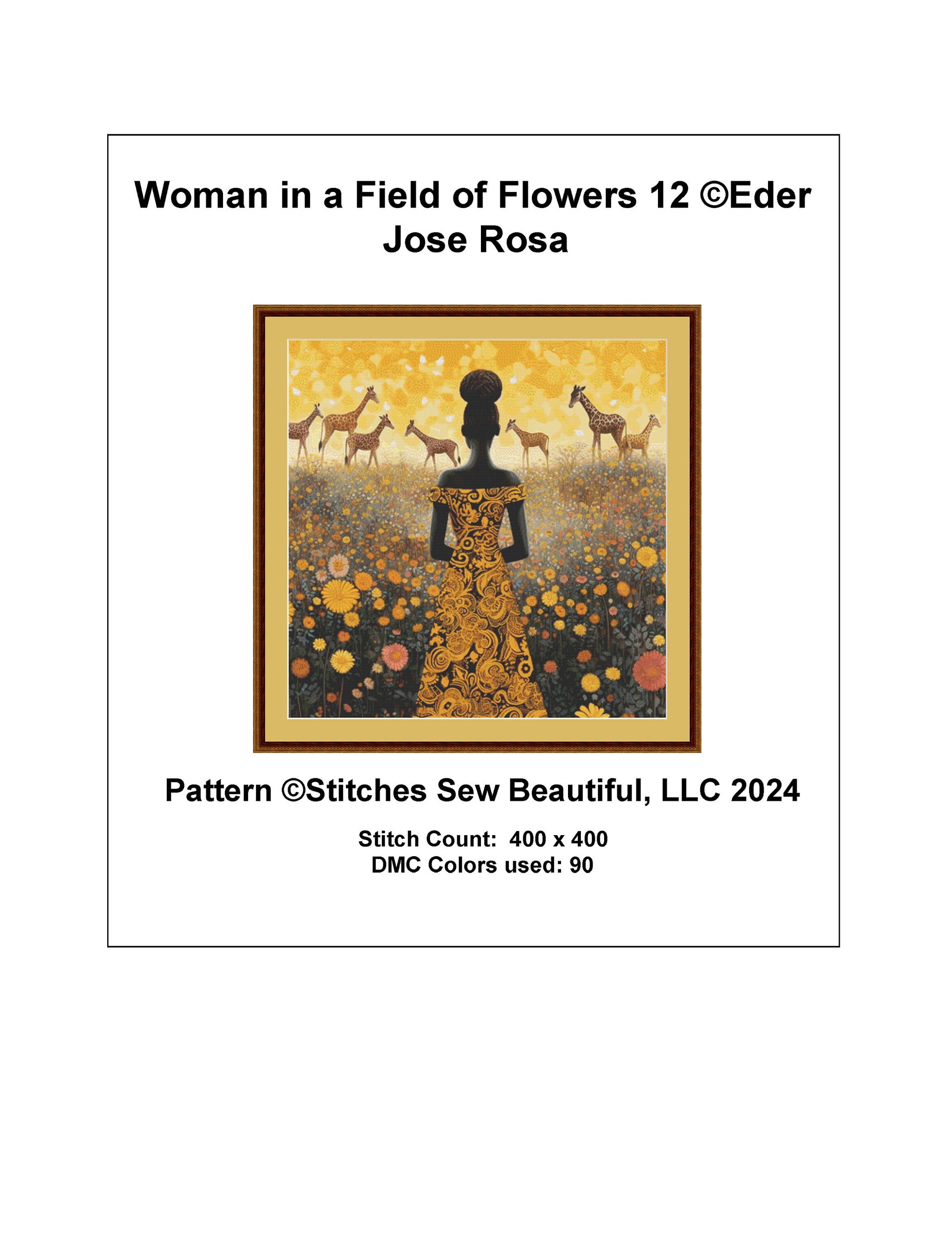 Woman in a Field of Flowers 12 cross stitch pattern by Eder Jose Rosa