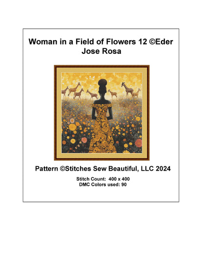 Woman in a Field of Flowers 12 cross stitch pattern by Eder Jose Rosa