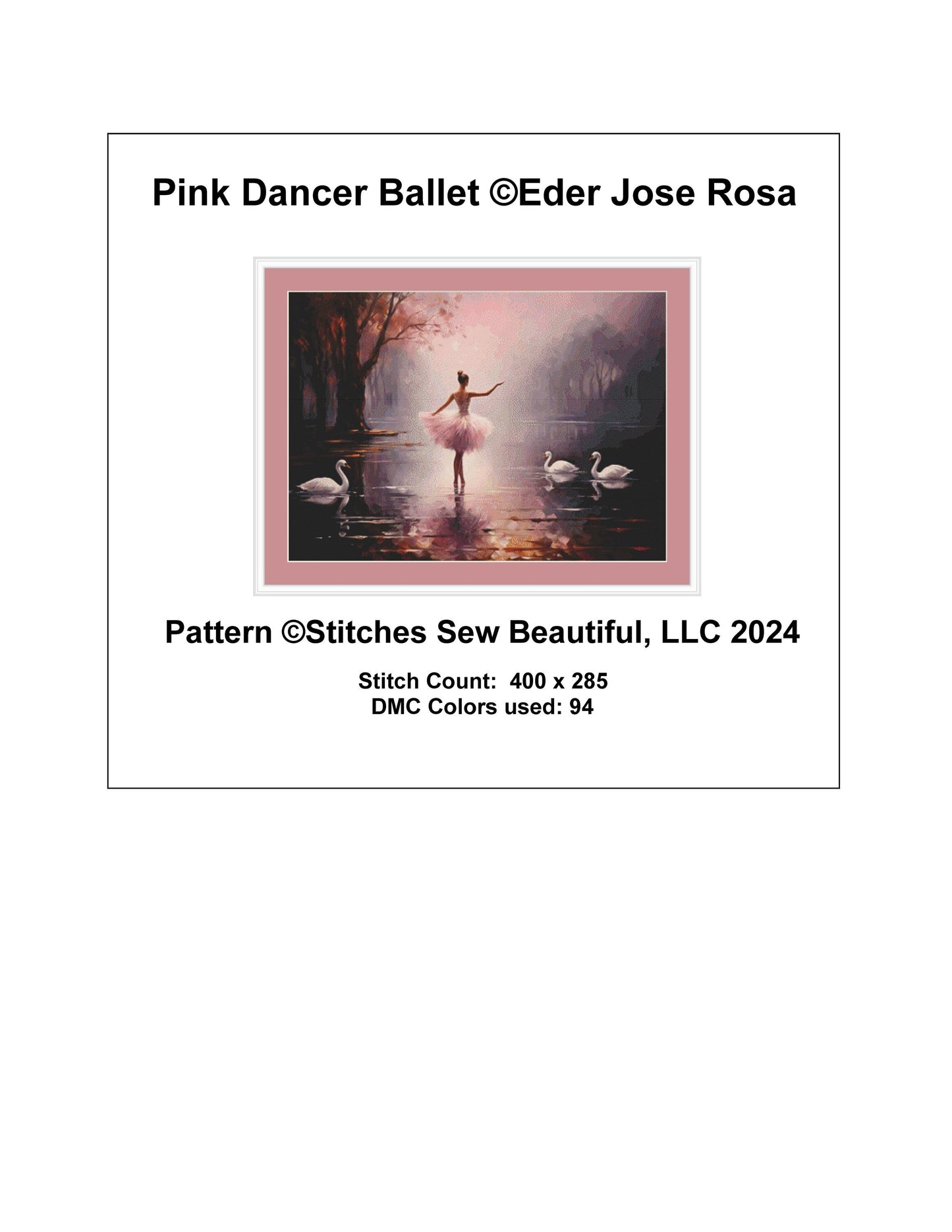 Pink Dancer Ballet counted cross stitch pattern by Eder Jose Rosa