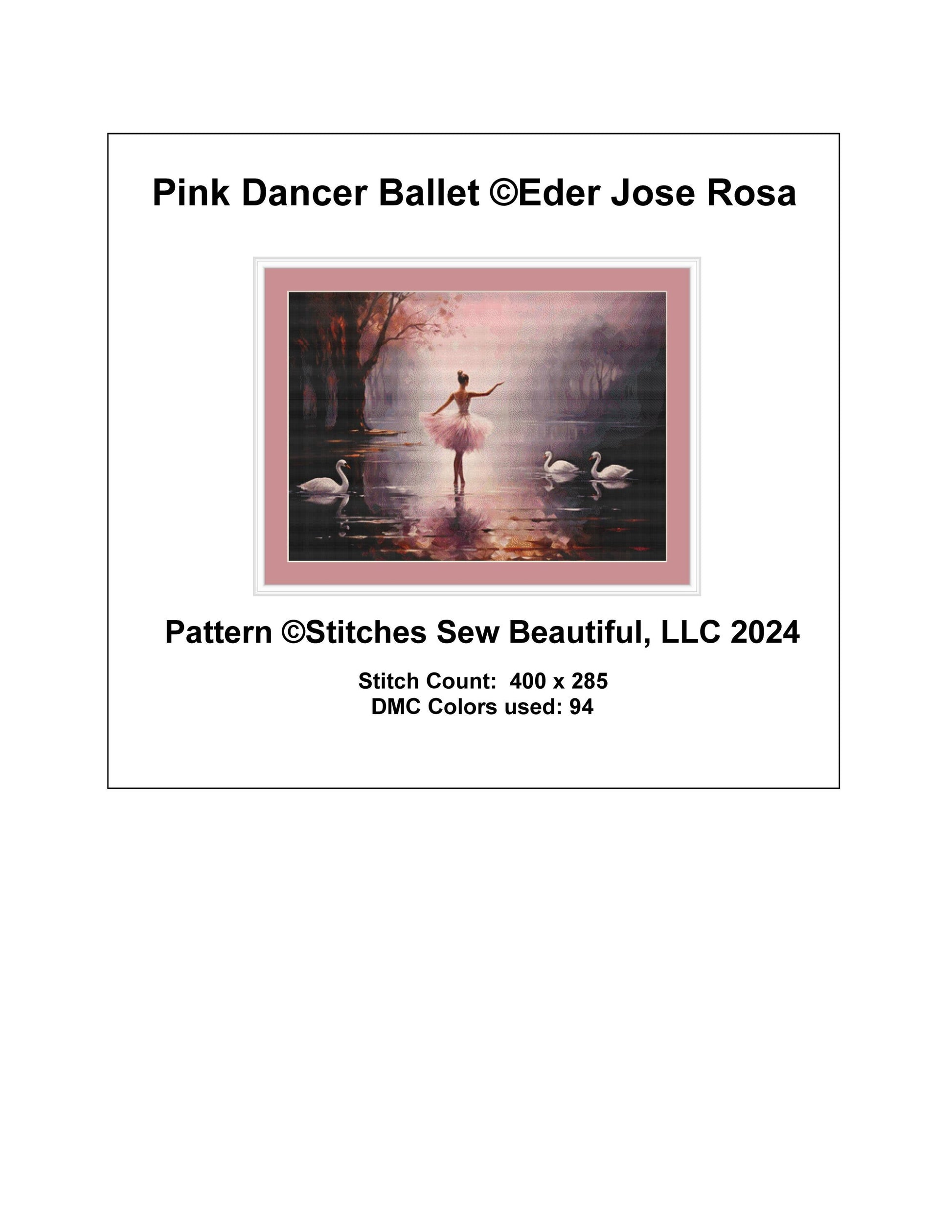 Pink Dancer Ballet counted cross stitch pattern by Eder Jose Rosa