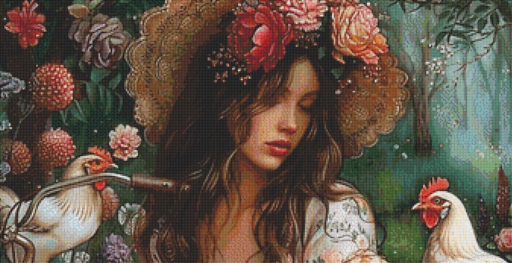 Shabby Chic Country Girl counted cross stitch pattern by Eder Jose Rosa