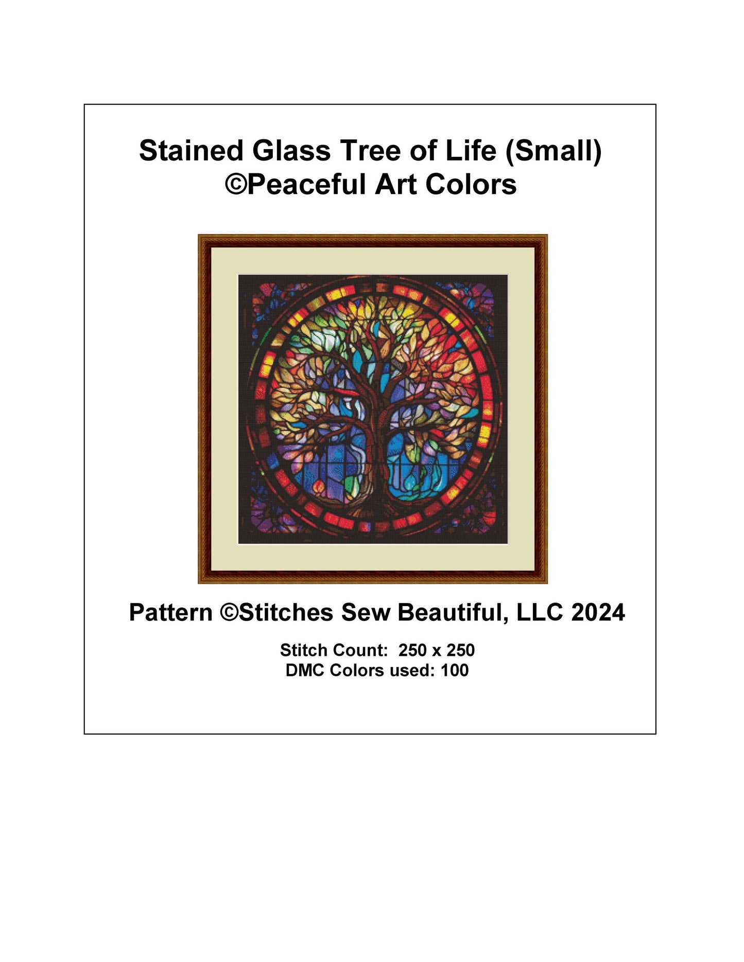 Stained Glass Tree of Life (Small) counted cross stitch pattern by PeacefulArtColors