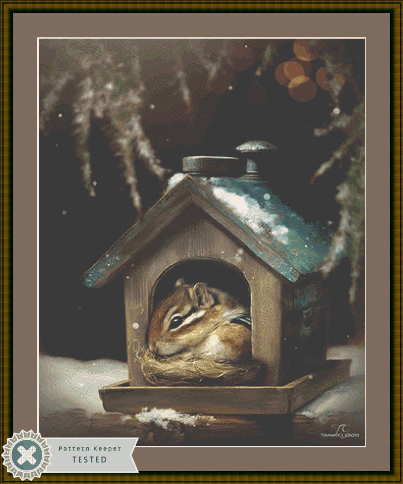 Chippy in House cross stitch pattern by Tammy L. Gross