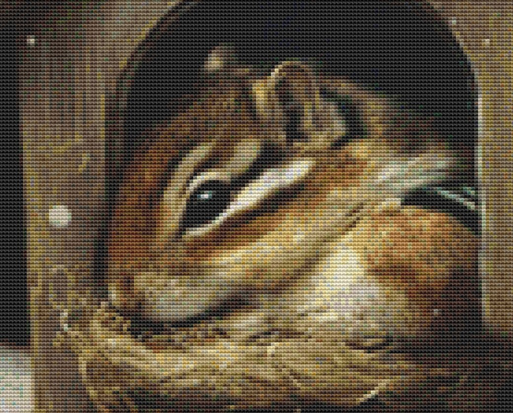 Chippy in House cross stitch pattern by Tammy L. Gross