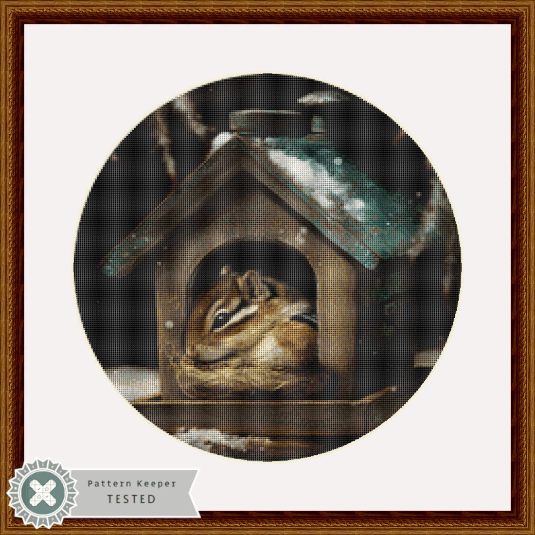 Chippy in House (Round) cross stitch pattern by Tammy L. Gross