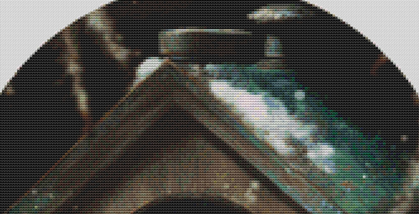 Chippy in House (Round) cross stitch pattern by Tammy L. Gross