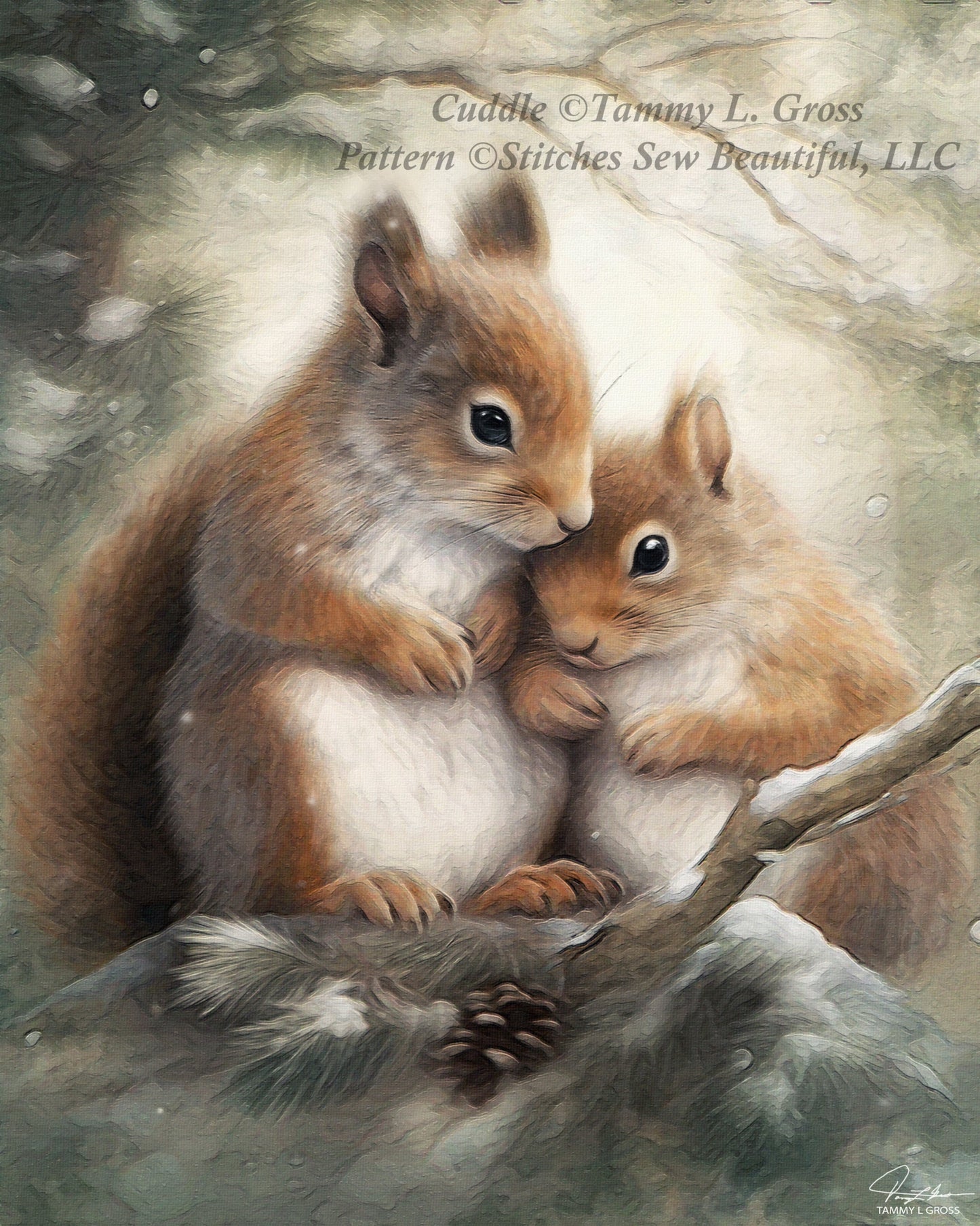 Cuddle cross stitch pattern by Tammy L. Gross