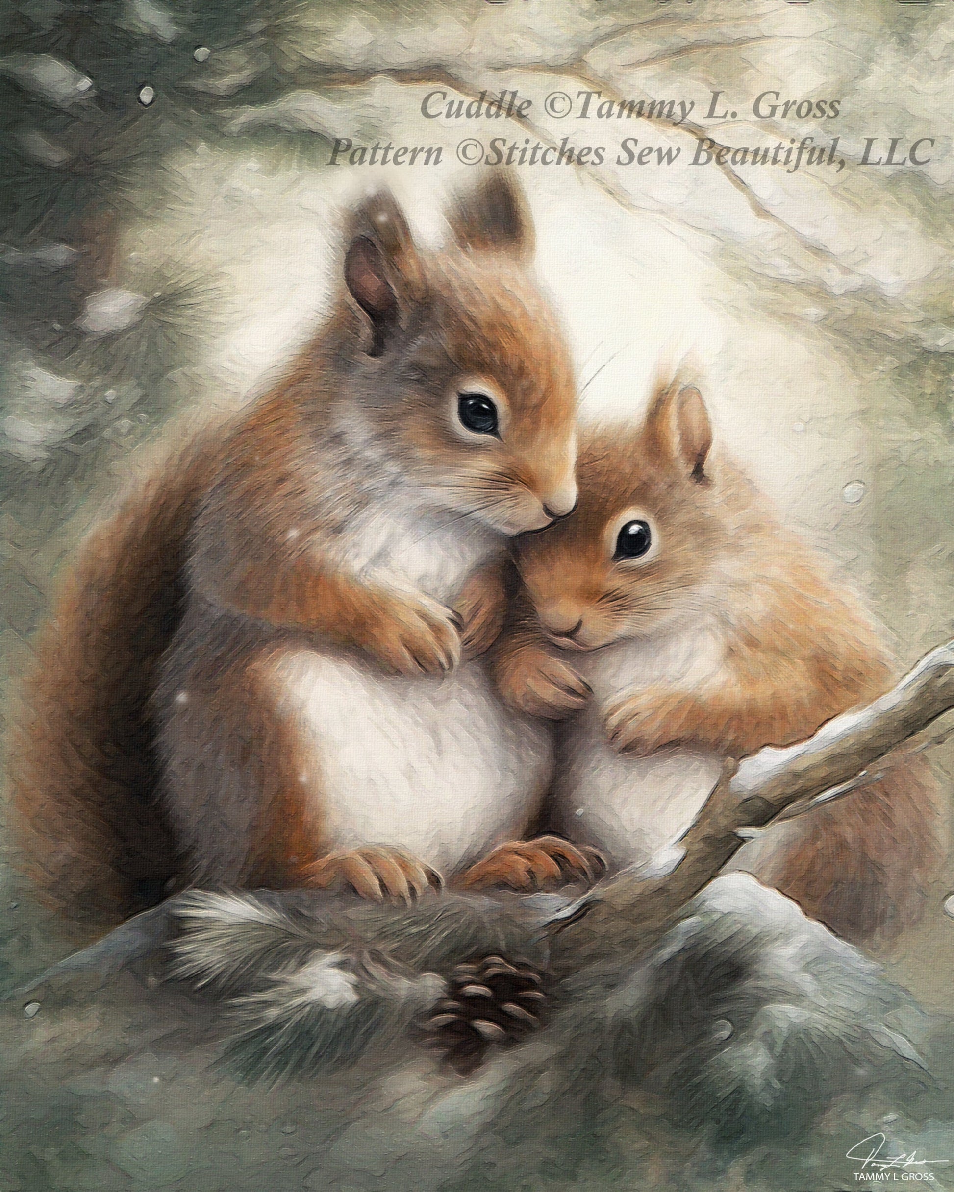 Cuddle cross stitch pattern by Tammy L. Gross