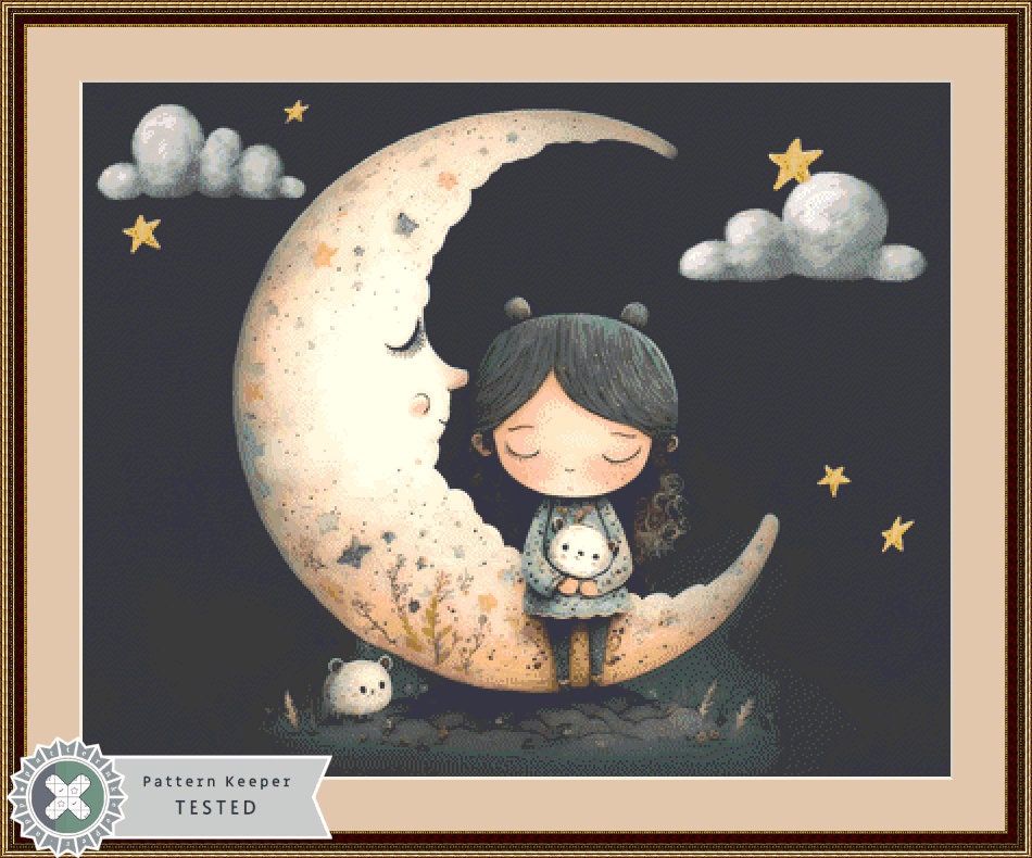 Girl Moon cross stitch pattern by Tammy L. Gross