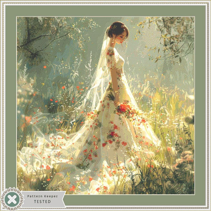 Bride in a Field of Flowers 2 counted cross stitch pattern by Eder Jose Rosa