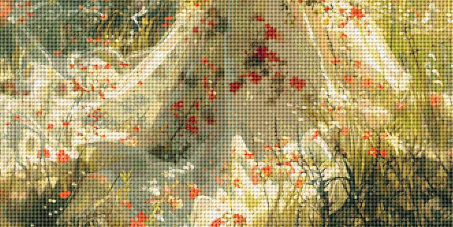 Bride in a Field of Flowers 2 counted cross stitch pattern by Eder Jose Rosa