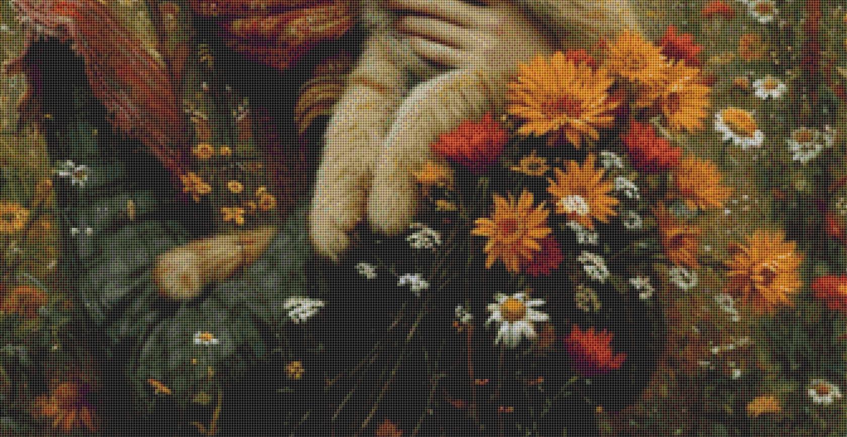 The Girl and the Loving Cat counted cross stitch pattern by Eder Jose Rosa