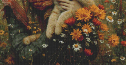 The Girl and the Loving Cat counted cross stitch pattern by Eder Jose Rosa