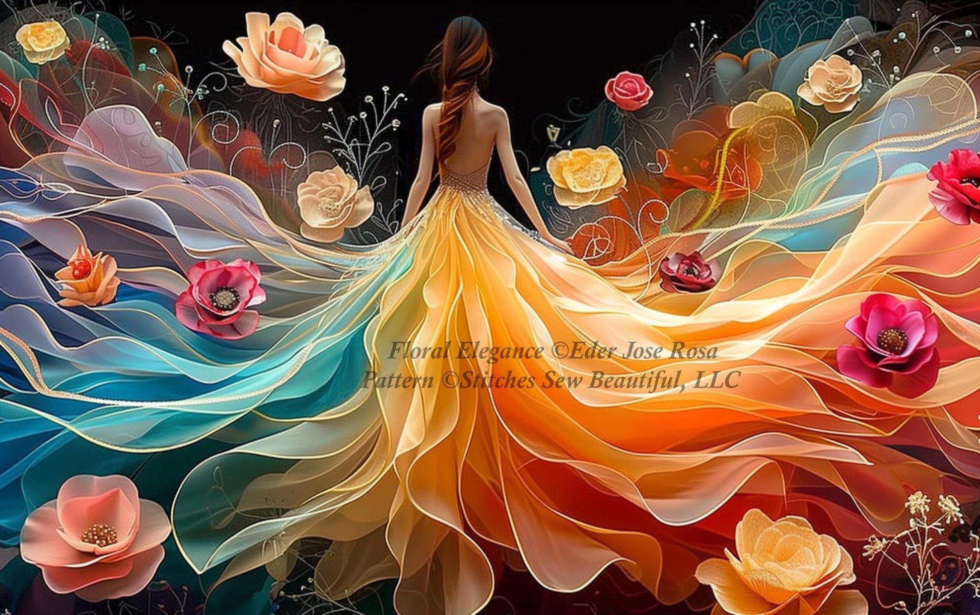 Floral Elegance counted cross stitch pattern by Eder Jose Rosa