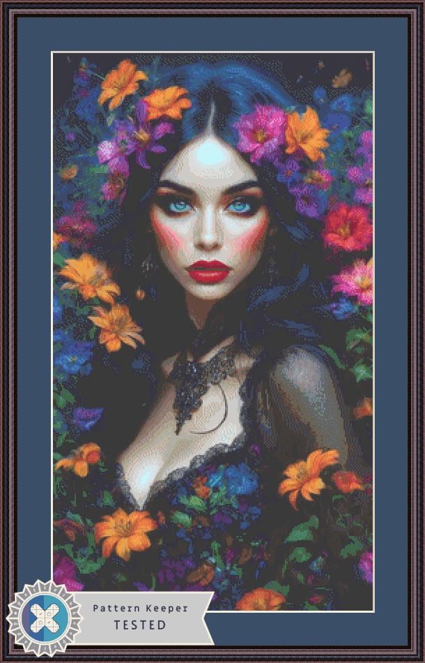 Floral Witch counted cross stitch pattern by Eder Jose Rosa