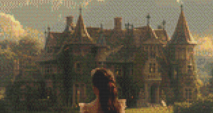 The Woman and the Castle counted cross stitch pattern by Eder Jose Rosa