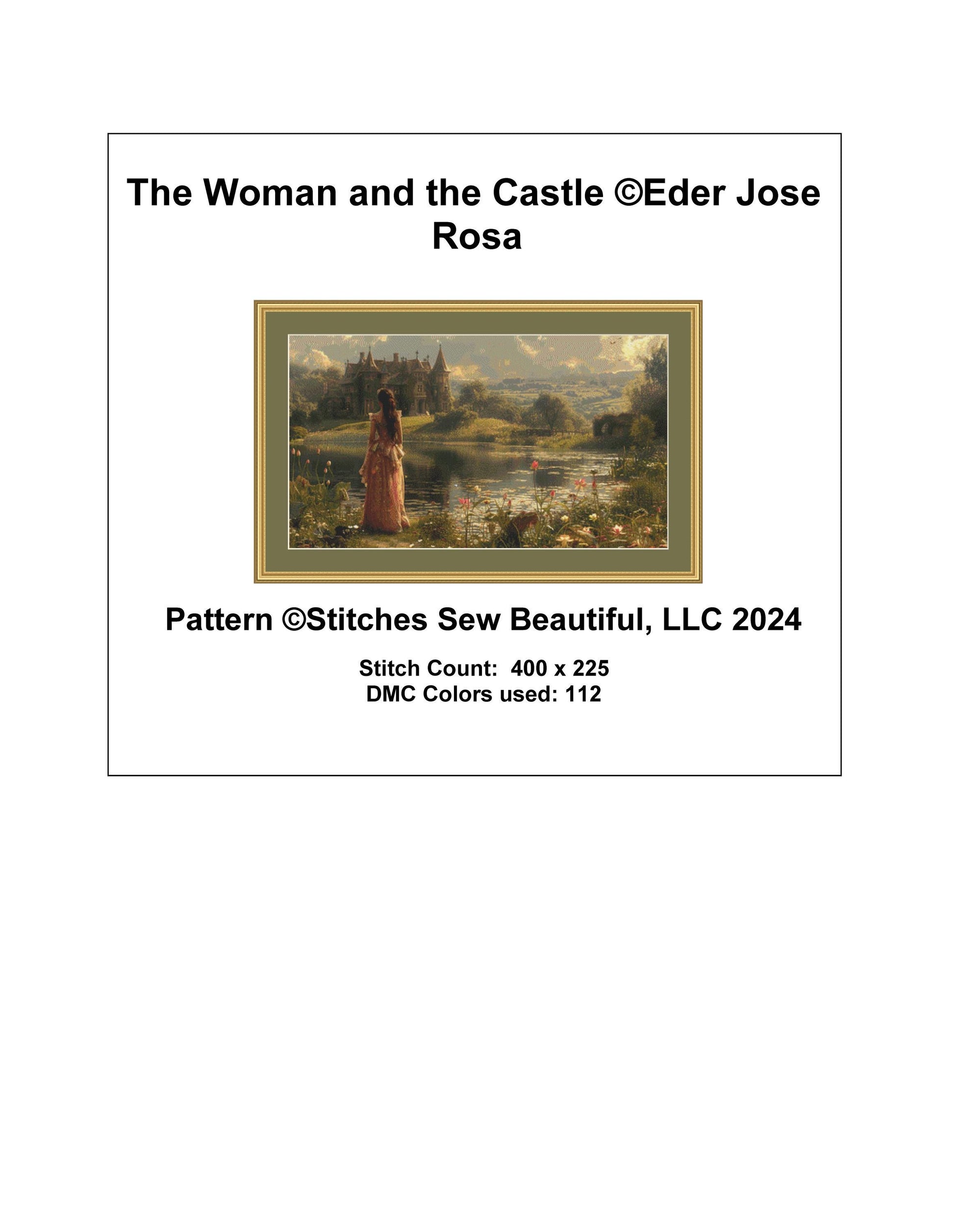 The Woman and the Castle counted cross stitch pattern by Eder Jose Rosa