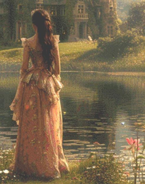 The Woman and the Castle (Max Size/Color) counted cross stitch pattern by Eder Jose Rosa