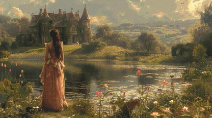 The Woman and the Castle (Max Size/Color) counted cross stitch pattern by Eder Jose Rosa