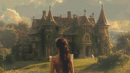 The Woman and the Castle (Max Size/Color) counted cross stitch pattern by Eder Jose Rosa