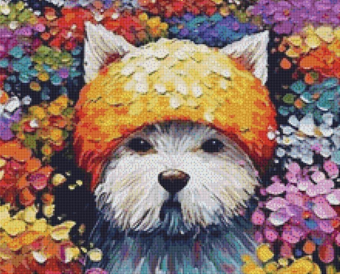 Dog in a Field of Flowers counted cross stitch pattern by Eder Jose Rosa